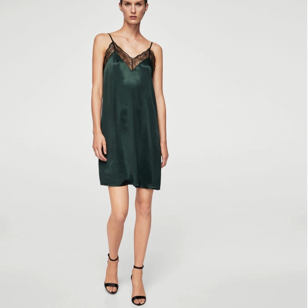 Mango Hunter Green Slip dress